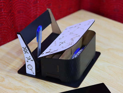 The Laser Cut Office Desk Organizer Pen Holder Mobile Stand Storage Box