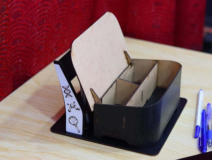 The Laser Cut Office Desk Organizer Pen Holder Mobile Stand Storage Box